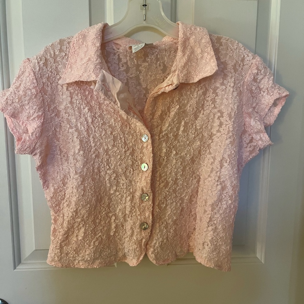 Vintage Express Tricot Lace Button Down